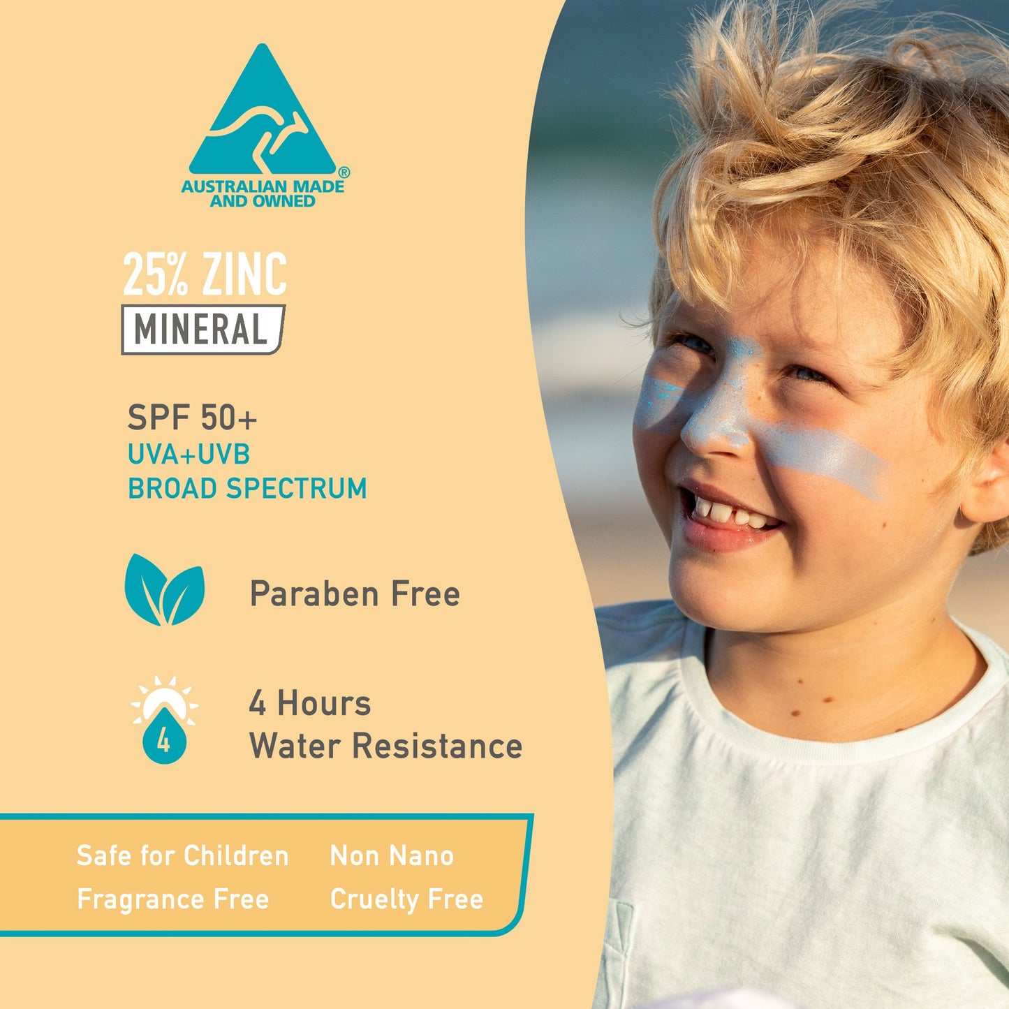 Zinc Stick SPF 50+ Rainbow Pack 4 sticks (Rosa/Azul/Amarillo/Verde)