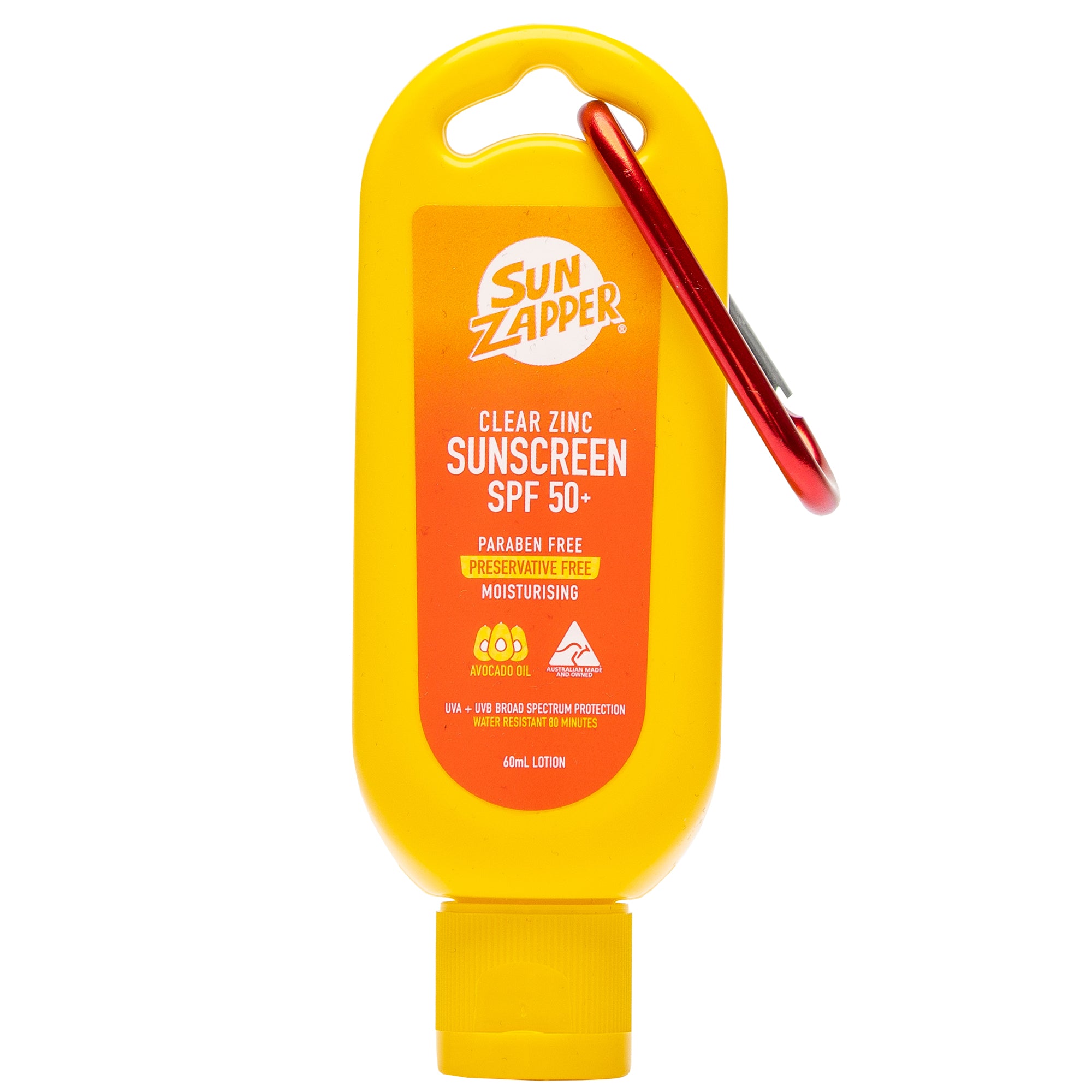 Clear Zinc Sunscreen Lotion SPF 50+ 60mL con Clip colgante - Nueva Fórmula con 5% de Óxido de Zinc