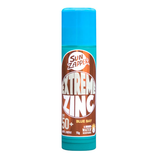 Sun Zapper Extreme Zinc Stick  "Blue Bay" SPF 50+ |Protector Solar Mineral  en Stick Mineral a base de zinc color AZUL 15g |Alta protección solar UVA/UVB con color vibrante | Resistente al Agua | Fórmula Reef Safe | Hecho en Australia.
