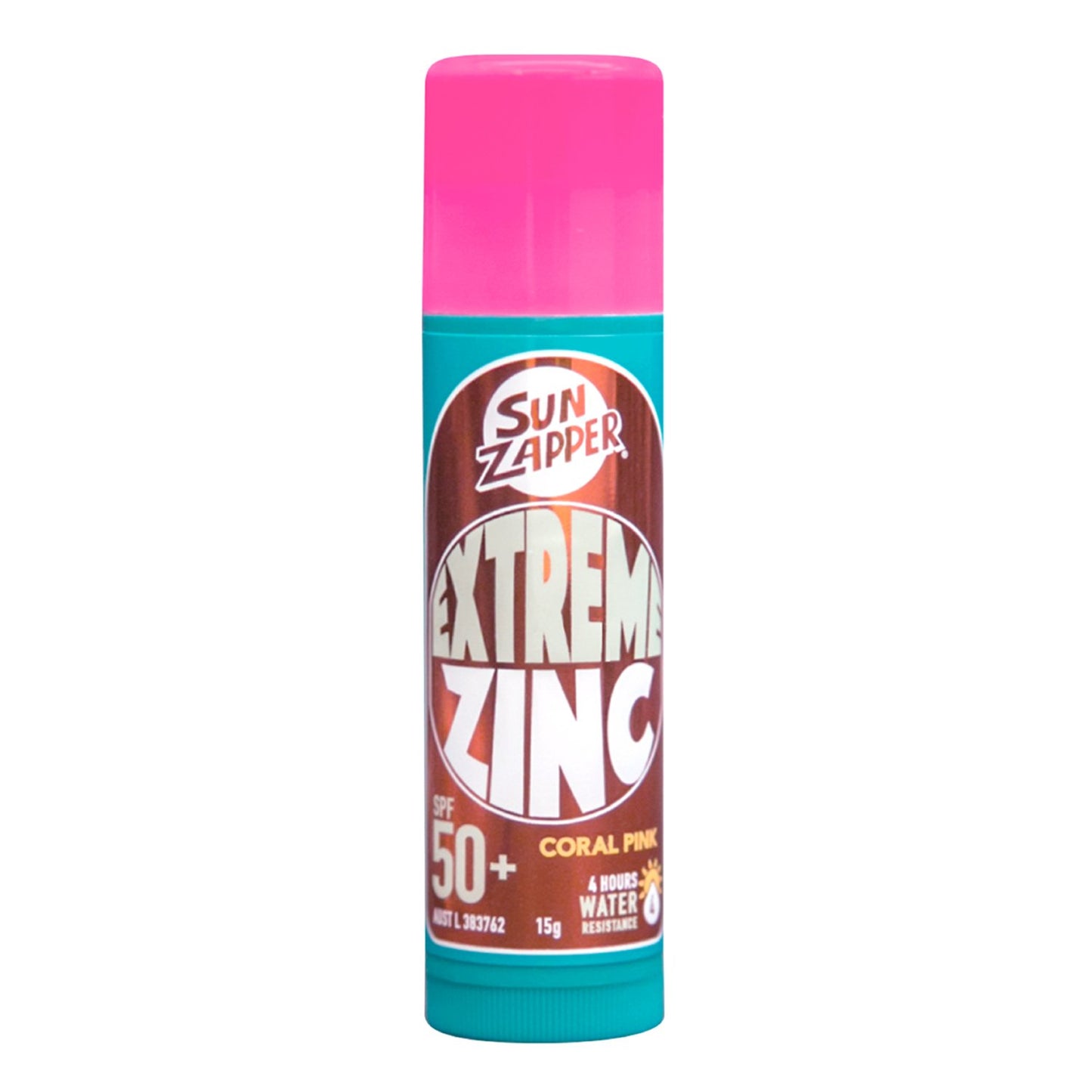Sun Zapper Extreme Zinc Stick "Coral Pink" SPF 50+ | Protector Solar Mineral  en Stick Mineral a base de zinc color ROSA 15g |Alta protección solar UVA/UVB con color vibrante | Resistente al Agua | Fórmula Reef Safe | Hecho en Australia.
