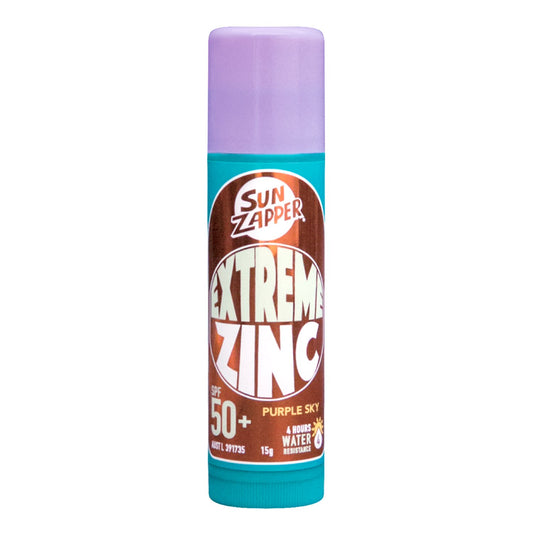 Sun Zapper Extreme Zinc Stick "Purple Sky" SPF 50+ |  Protector Solar Mineral  en Stick Mineral a base de zinc color MORADO 15g |Alta protección solar UVA/UVB con color vibrante | Resistente al Agua | Fórmula Reef Safe | Hecho en Australia.