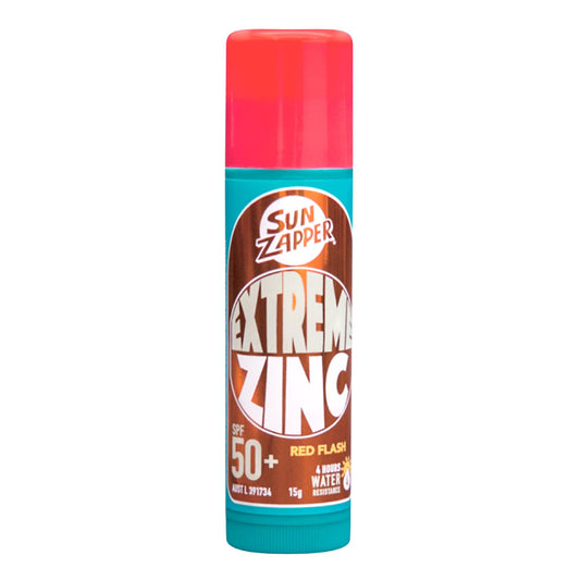 Sun Zapper Extreme Zinc Stick "Red Flash" SPF 50+ | Protector Solar Mineral  en Stick Mineral a base de zinc color ROJO 15g |Alta protección solar UVA/UVB con color vibrante | Resistente al Agua | Fórmula Reef Safe | Hecho en Australia.