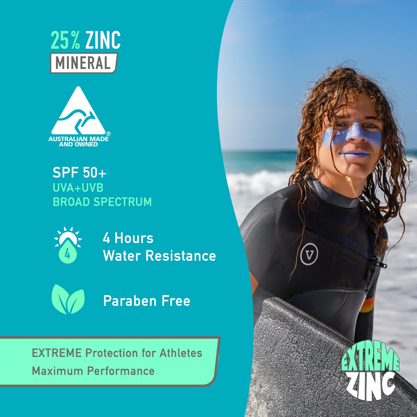 Sun Zapper Extreme Zinc Stick  "Blue Bay" SPF 50+ |Protector Solar Mineral  en Stick Mineral a base de zinc color AZUL 15g |Alta protección solar UVA/UVB con color vibrante | Resistente al Agua | Fórmula Reef Safe | Hecho en Australia.