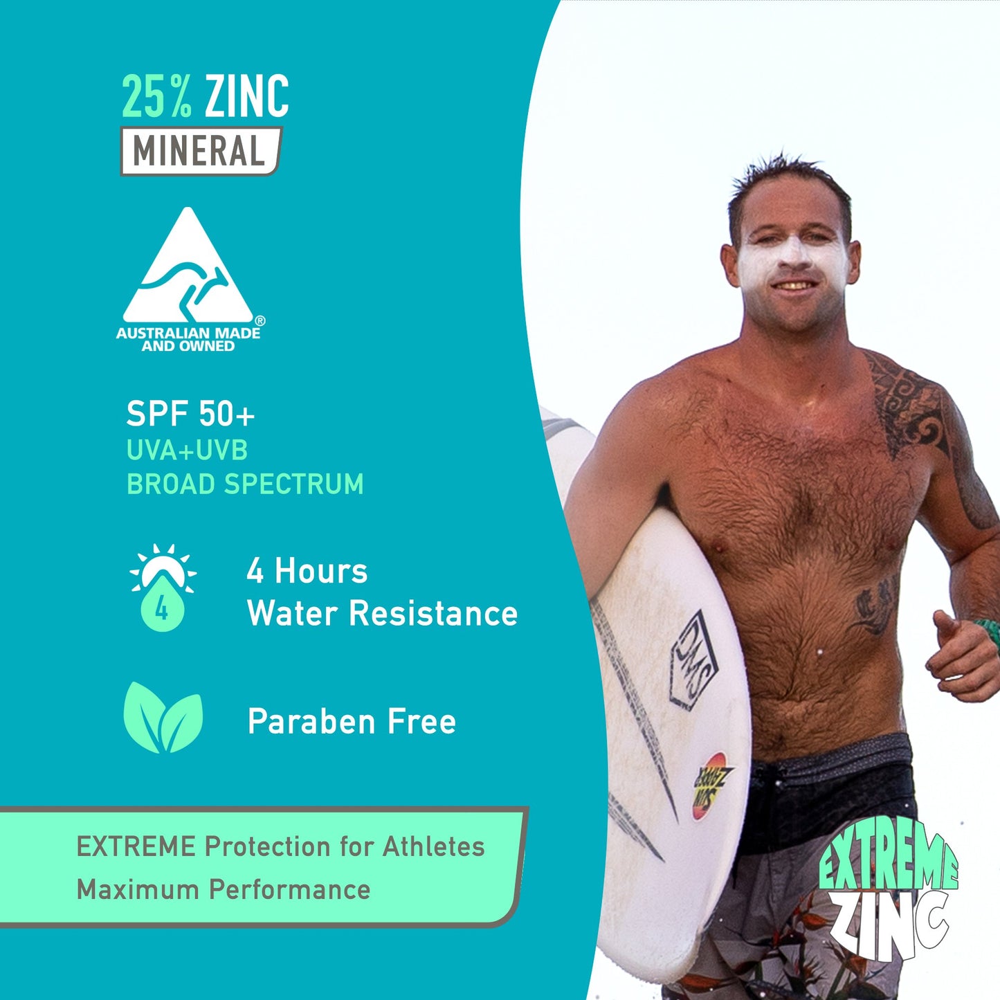 Sun Zapper Extreme Zinc Stick "Shell White" SPF 50+ |  Protector Solar Mineral  en Stick Mineral a base de zinc color BLANCO 15g |Alta protección solar UVA/UVB con color vibrante | Resistente al Agua | Fórmula Reef Safe | Hecho en Australia.