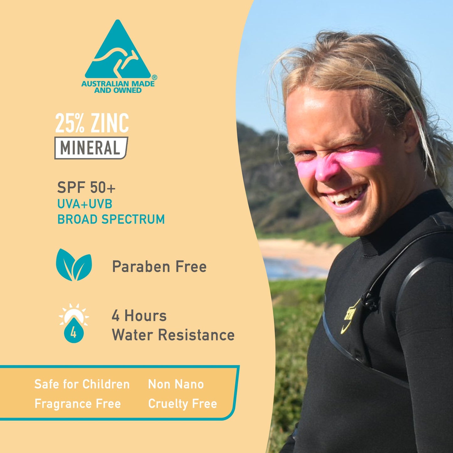 Sun Zapper Zinc Stick "Pink" SPF 50+ |  Protector Solar Australiano Zinc Stick color ROSA 12g |Alta protección UVA/UVB con color vibrante, resistente al agua y reef safe |
